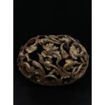 Oval gilded lacquer wood carving- 5404