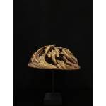 Old oval gilded wood carving on stand- 5405