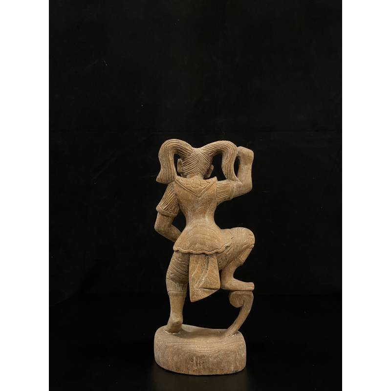 Raw wood standing lady musician instrument- 6454