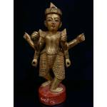 Wooden lacquered gilt 6 armed standing Angel