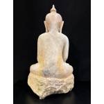 A beautiful marble seated Buddha in Bhumisparsha mudra- calling the earth to witness- 7605