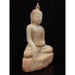 A beautiful marble seated Buddha in Bhumisparsha mudra- calling the earth to witness- 7605