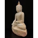 A beautiful marble seated Buddha in Bhumisparsha mudra- calling the earth to witness- 7605