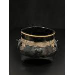 Thick black lacquer palmwood bowl- Lac1256