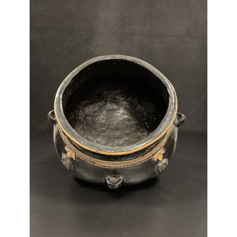 Thick black lacquer palmwood bowl- Lac1256