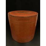 Old red lacquer bamboo betel nut box- Lac2385