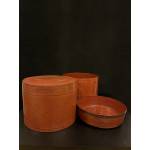 Old red lacquer bamboo betel nut box- Lac2385