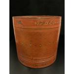 Old red lacquer bamboo betel nut box- Lac2385