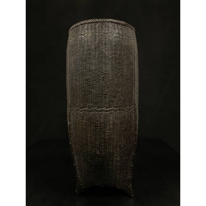 Old tall lacquer bamboo Laotian basket- Ms13538