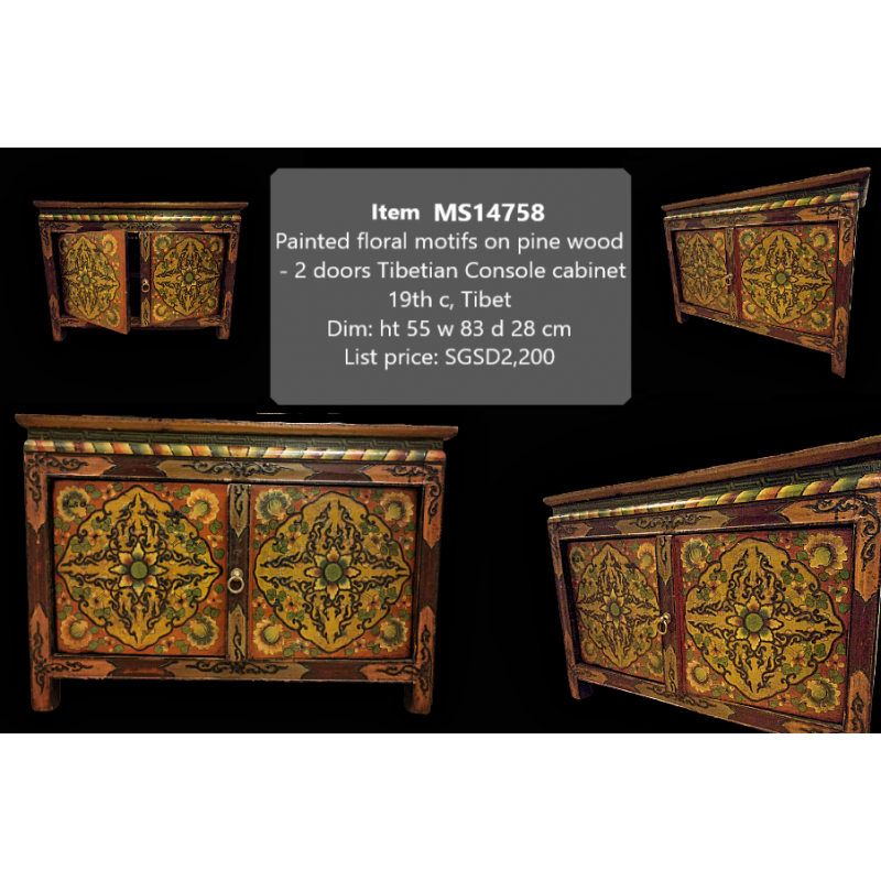 Tibetan Console cabinet with 2 doors- Ms14758