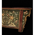 Painted floral motifs on pine wood - 4 doors Tibetan Console cabinet-Ms15804