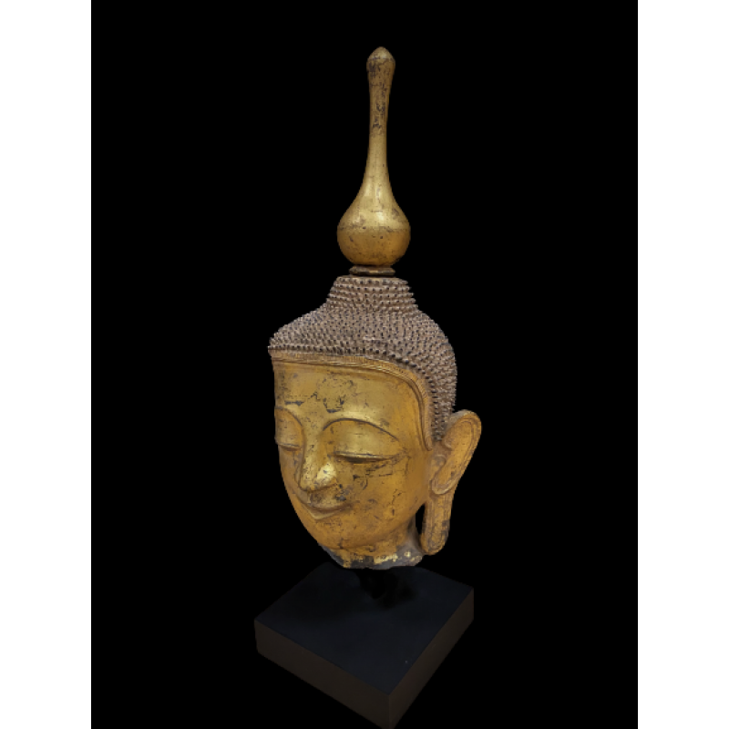 Gold leaf lacquer on papier mache' Buddha head- Ms15948