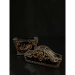 Black lacquer wood box with peacocks motifs -  Ms16474