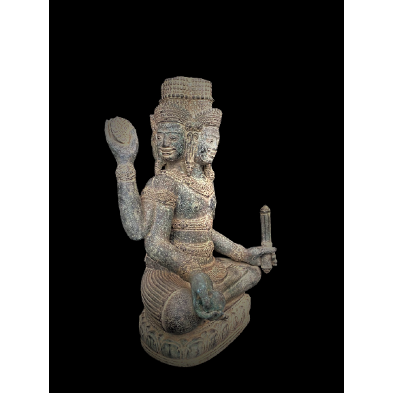 Bronze 4- faced Brahma holding his attributes on lotus base- Ms15518