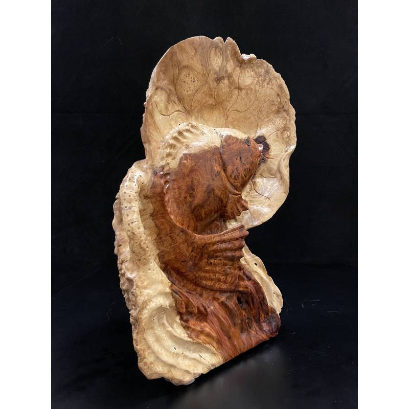 Burlwood fish carving- Ms16711