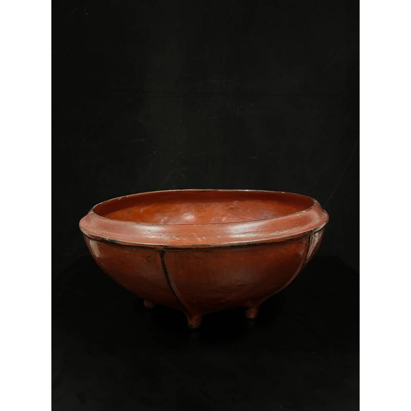 Old red bamboo lacquer bowl- Ms8441