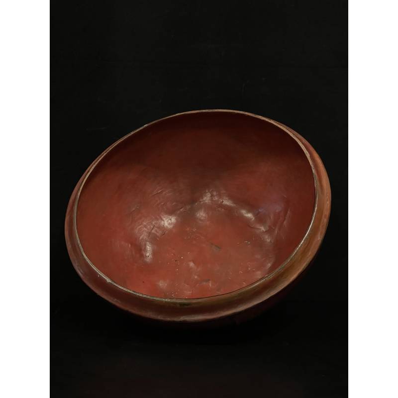 Old red bamboo lacquer bowl- Ms8441