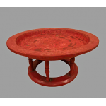 Burmese Red Lacquered Tray on Stand (Kalat)- Ms8818