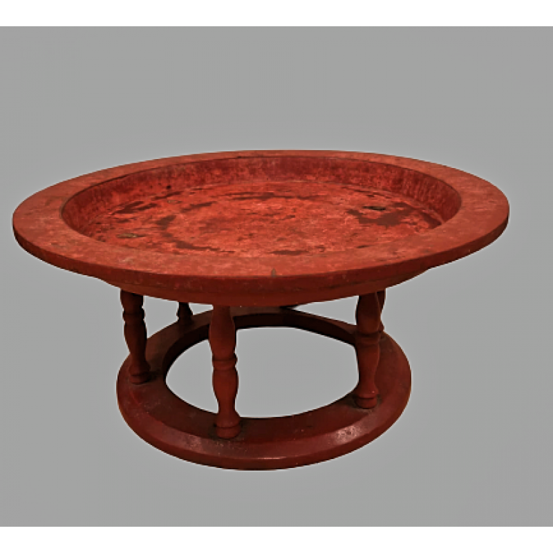 Burmese Red Lacquered Tray on Stand (Kalat)- Ms8818