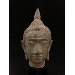 Small bronze Buddha head on stand- Ms11150