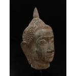 Small bronze Buddha head on stand- Ms11150