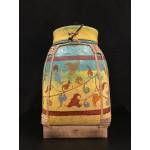 Large bamboo painted rice basket with flowers design- Ms15589