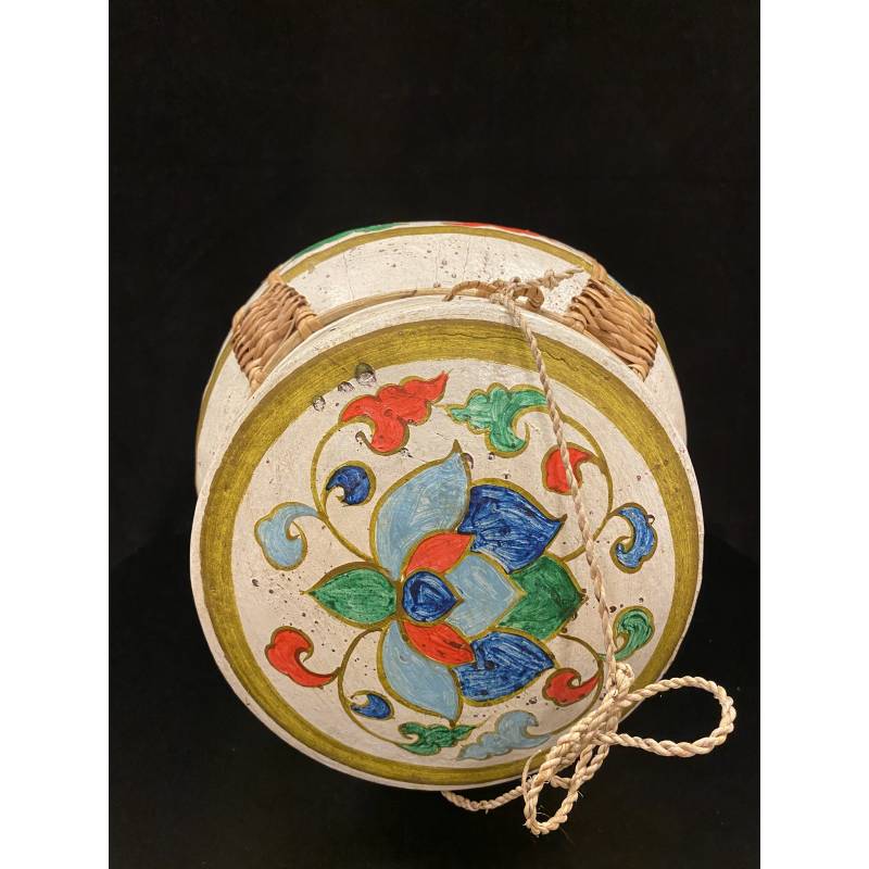 Large bamboo painted rice basket with flowers design- Ms16185