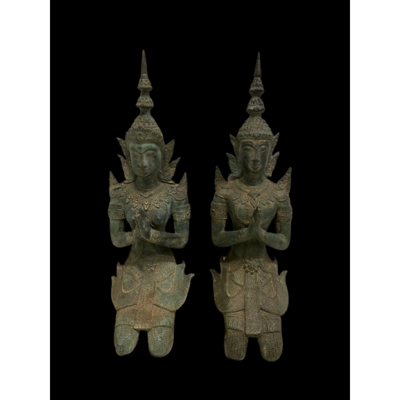 Pair of large bronze Thai Angel- Ms16191