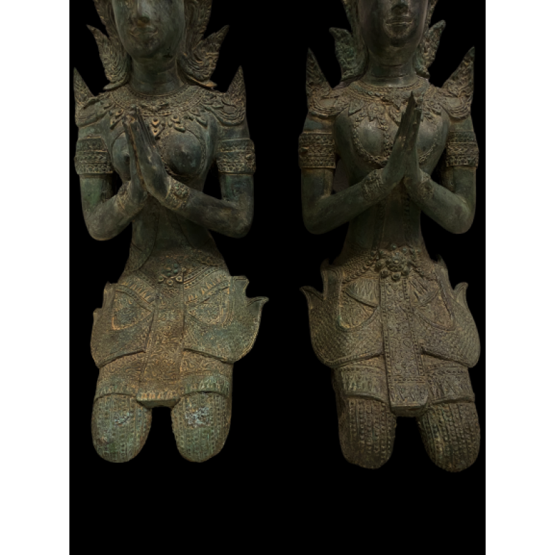 Pair of large bronze Thai Angel- Ms16191