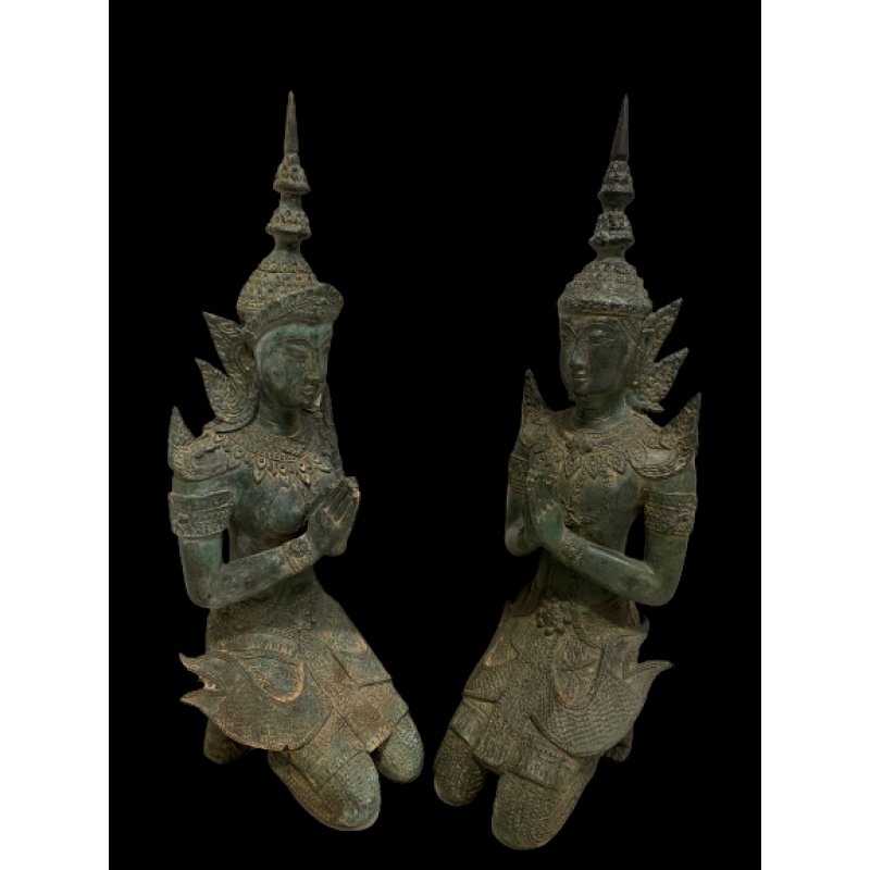 Pair of large bronze Thai Angel- Ms16191