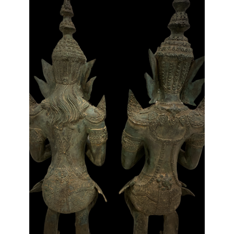 Pair of large bronze Thai Angel- Ms16191