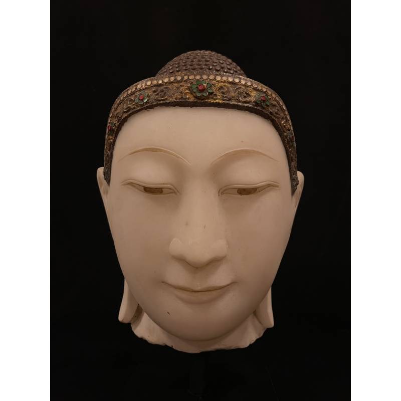 Large Marble Buddha head, Mandalay style- Ms16641