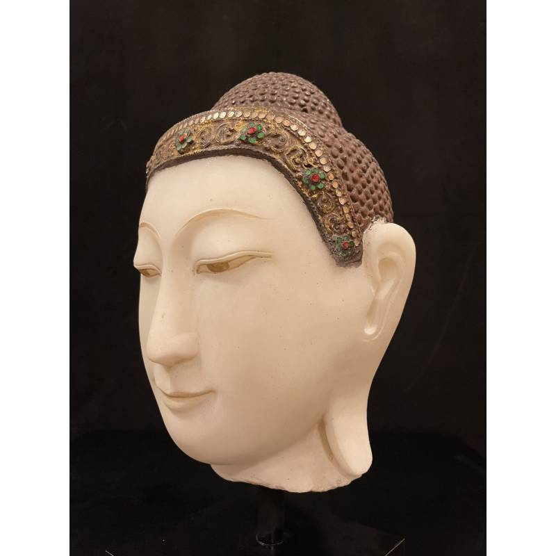 Large Marble Buddha head, Mandalay style- Ms16641