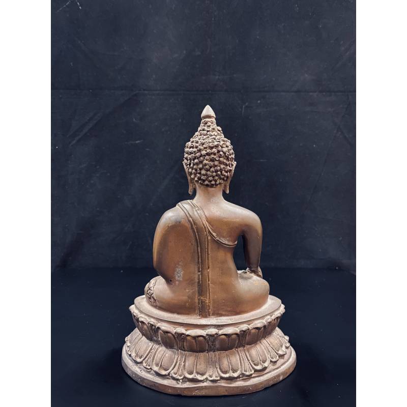 Bronze seated Buddha on lotus base in Bhumisparsha mudra- Ms8417