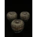 Set of old siver lime and tobaco boxes in pumpkin shape- 6547