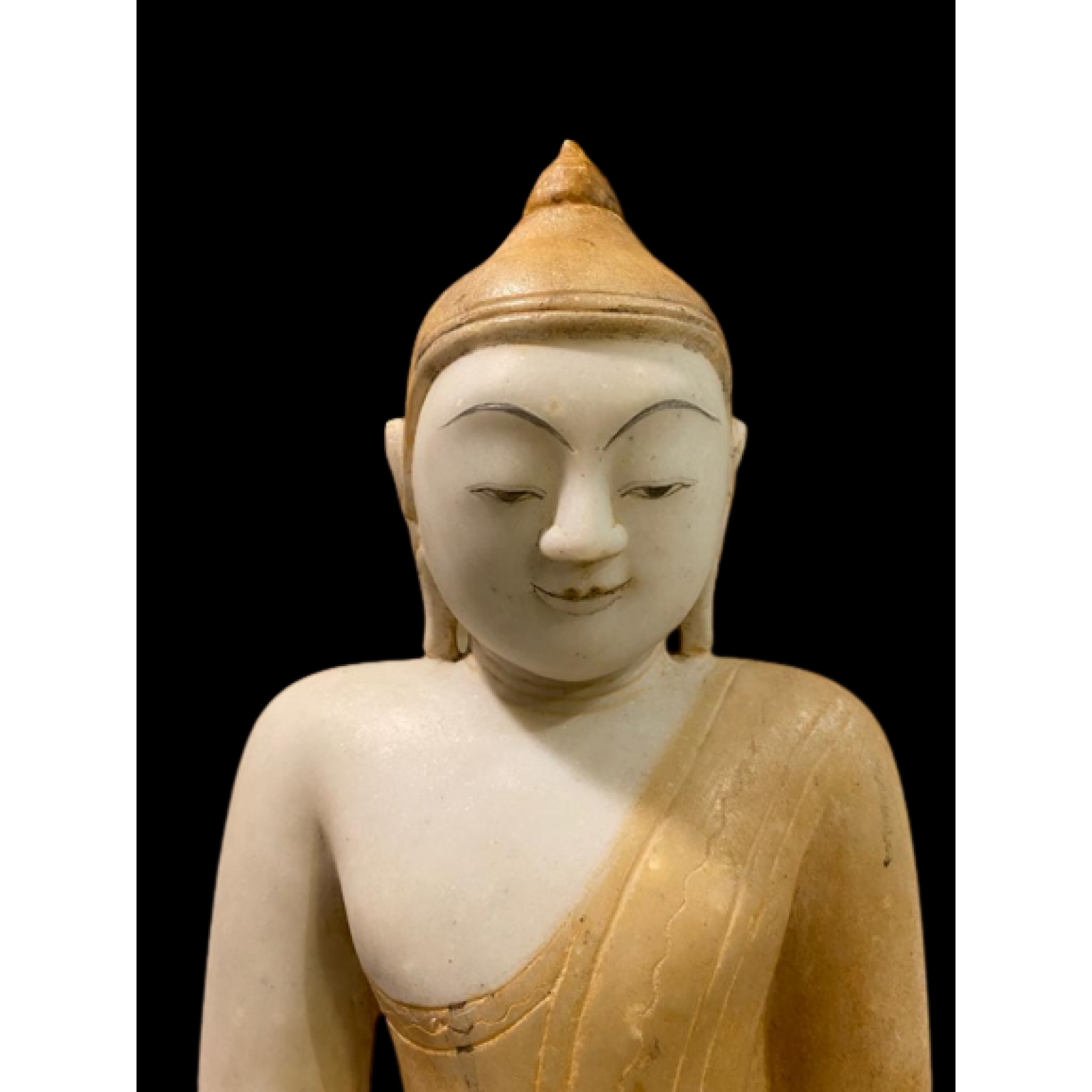 Marble seated Buddha in Bhumisparsha mudra- 5962