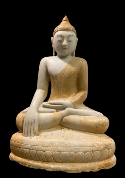 Marble seated Buddha in Bhumisparsha mudra- 5962