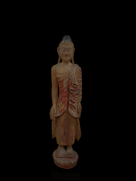 Raw teakwood standing Buddha- 5901