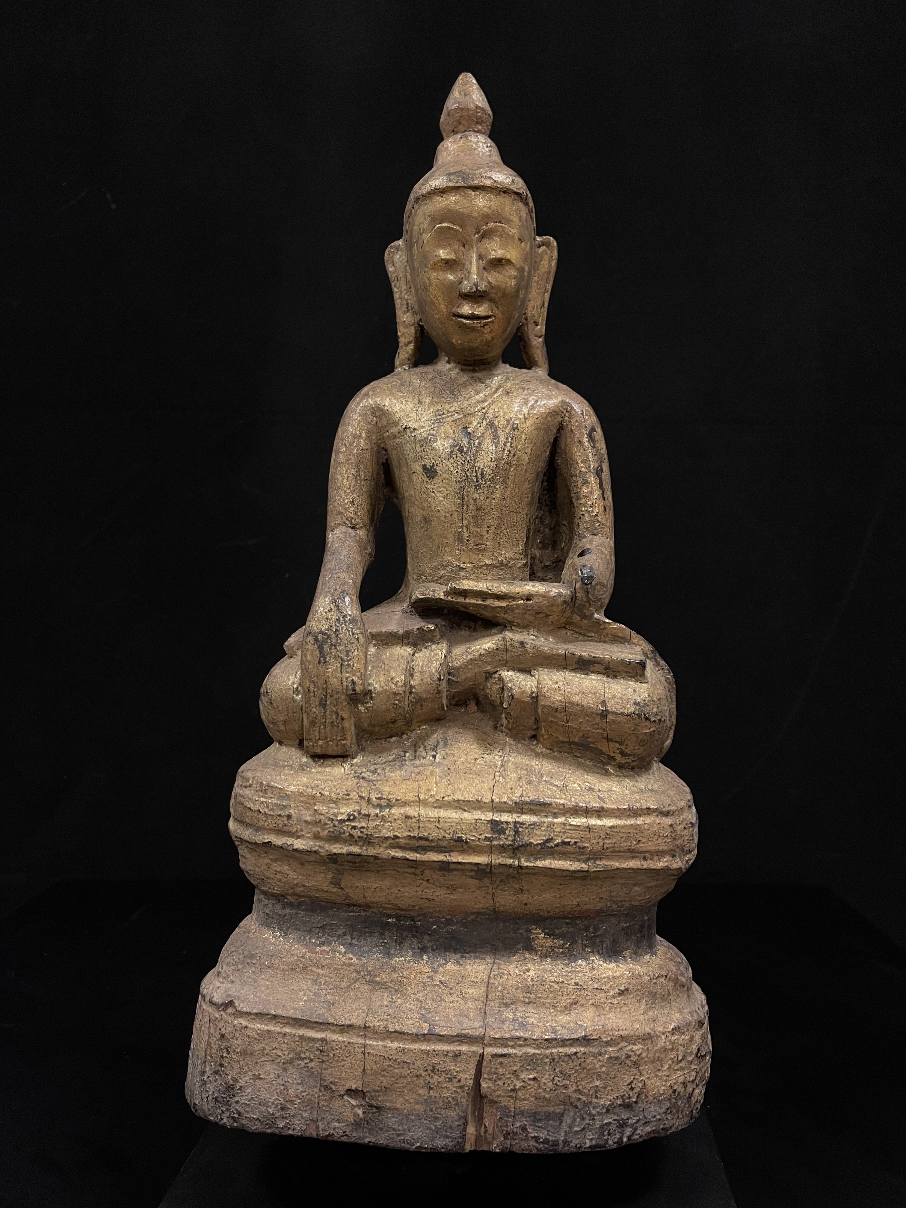 Gilded lacquer wood seated Buddha- 6478