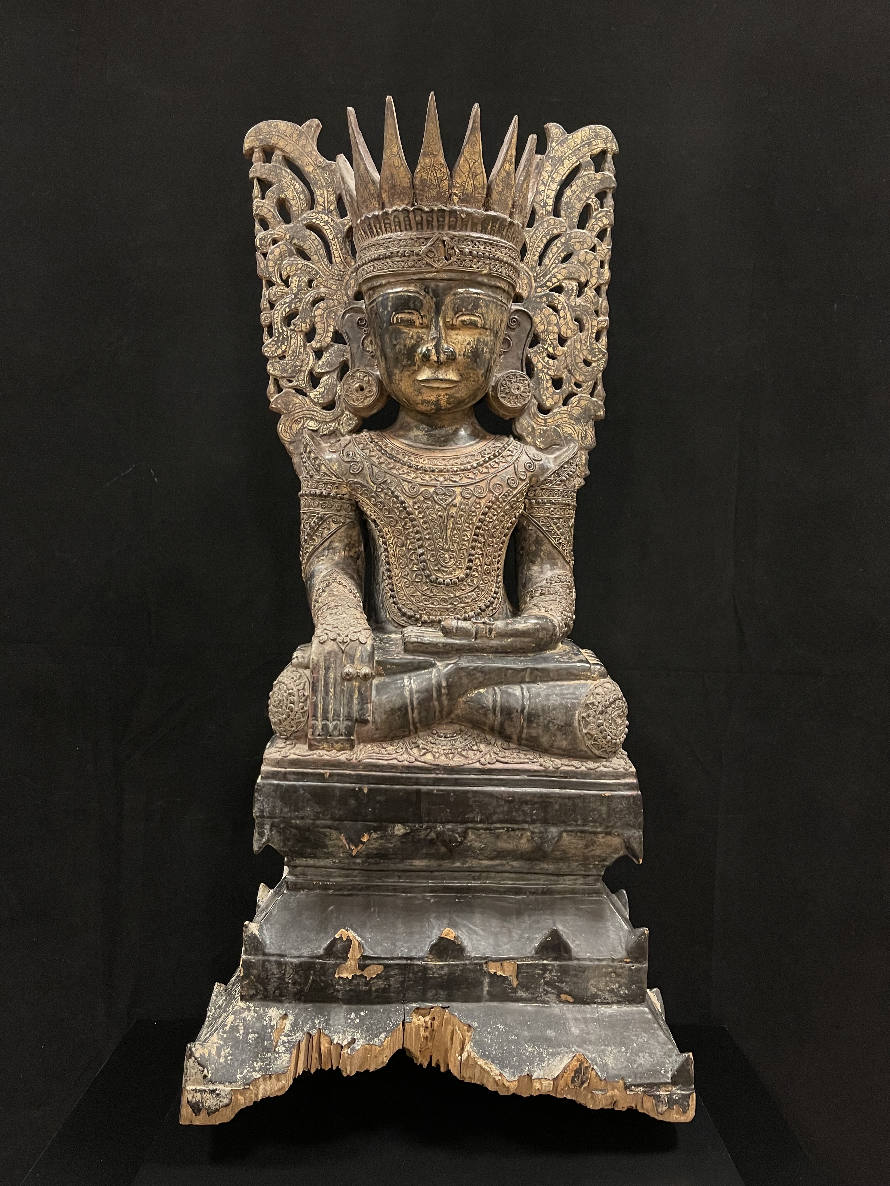 Gilded Lacquer Wood seated Jambupati Buddha- 6619