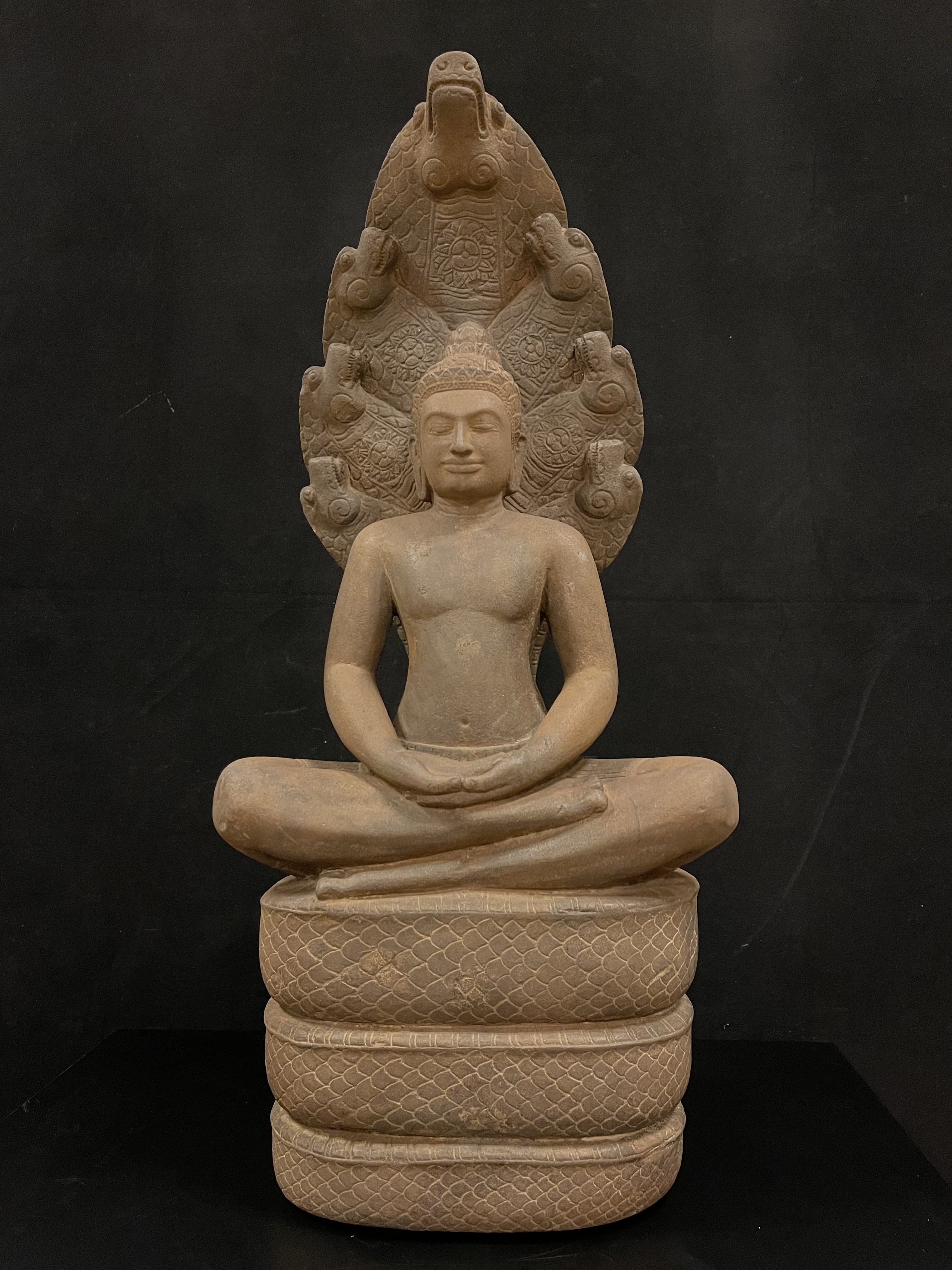 Greystone seated Naga Buddha- 6941