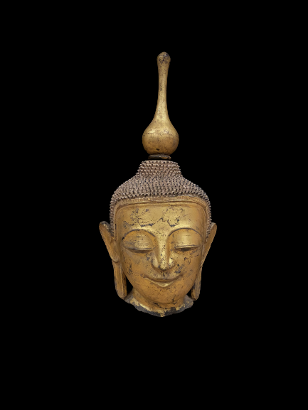 Gold leaf lacquer on papier mache' Buddha head- Ms15948