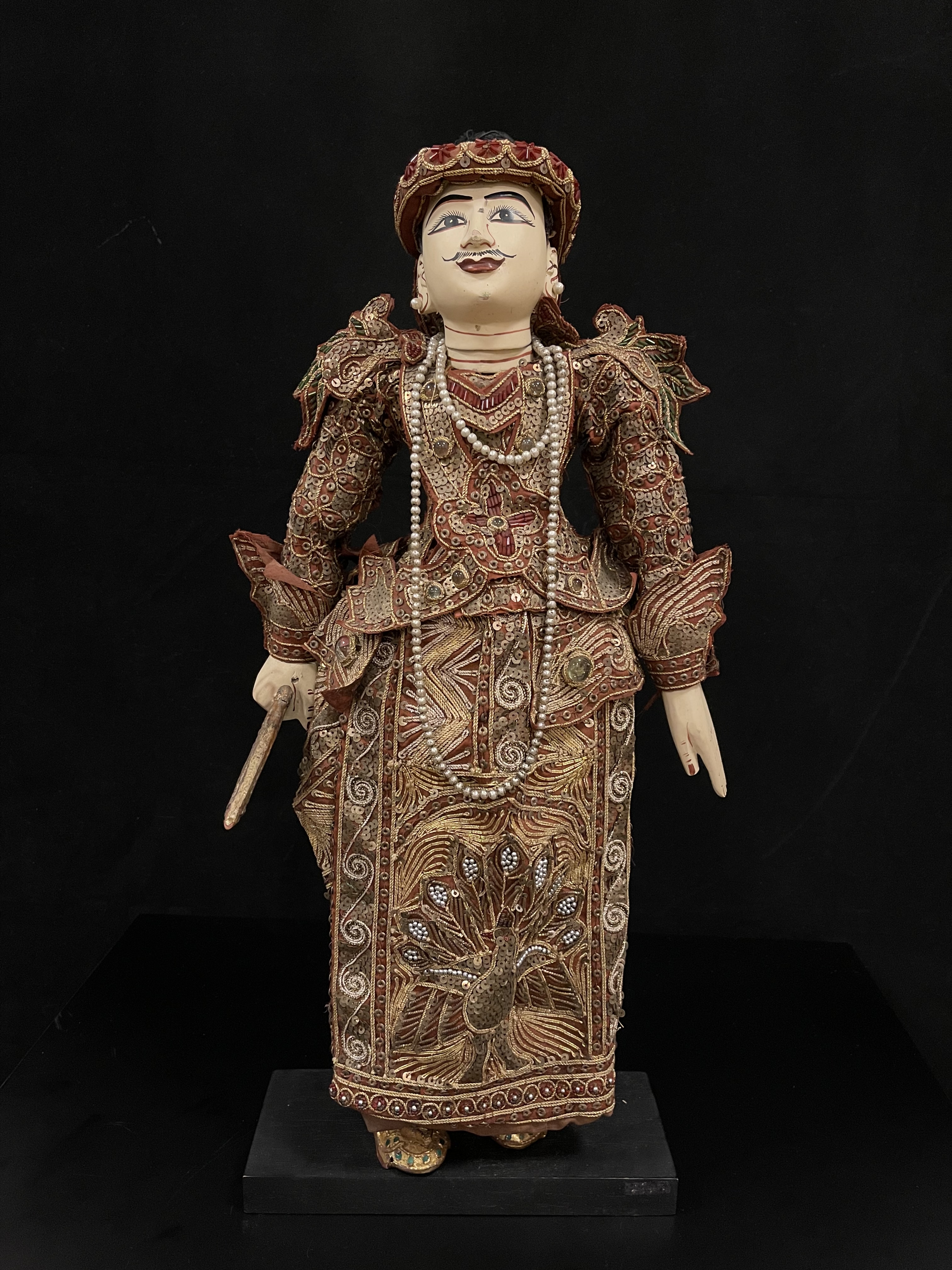 Old male Burmese puppet with embroiled clothes- Ms15950A