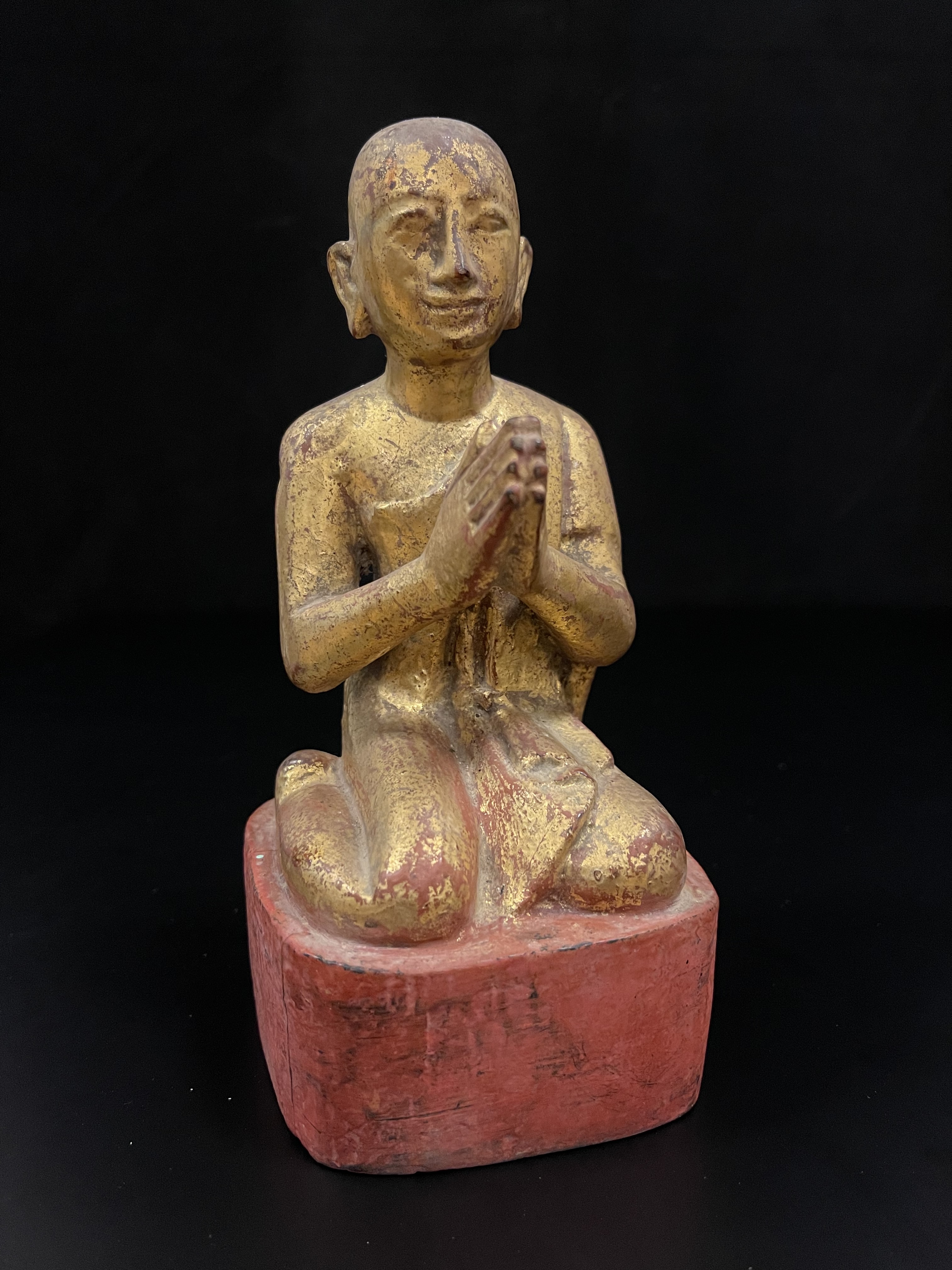 Gilded lacquer wood praying Monk- Ms16797