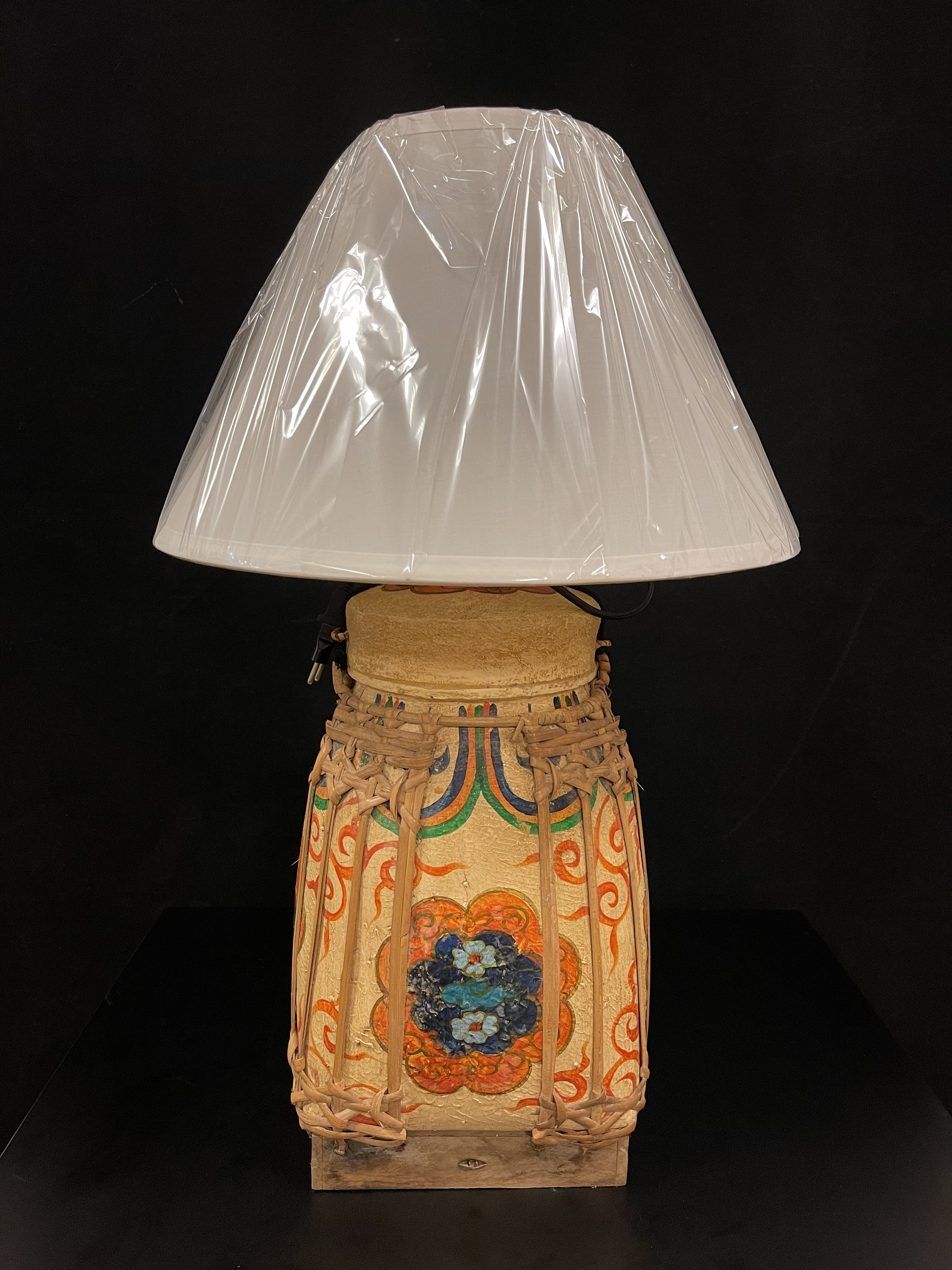 Rice basket converted to a deco lamp- Ms10707