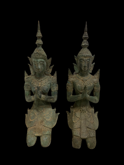 Pair of large bronze Thai Angel- Ms16191