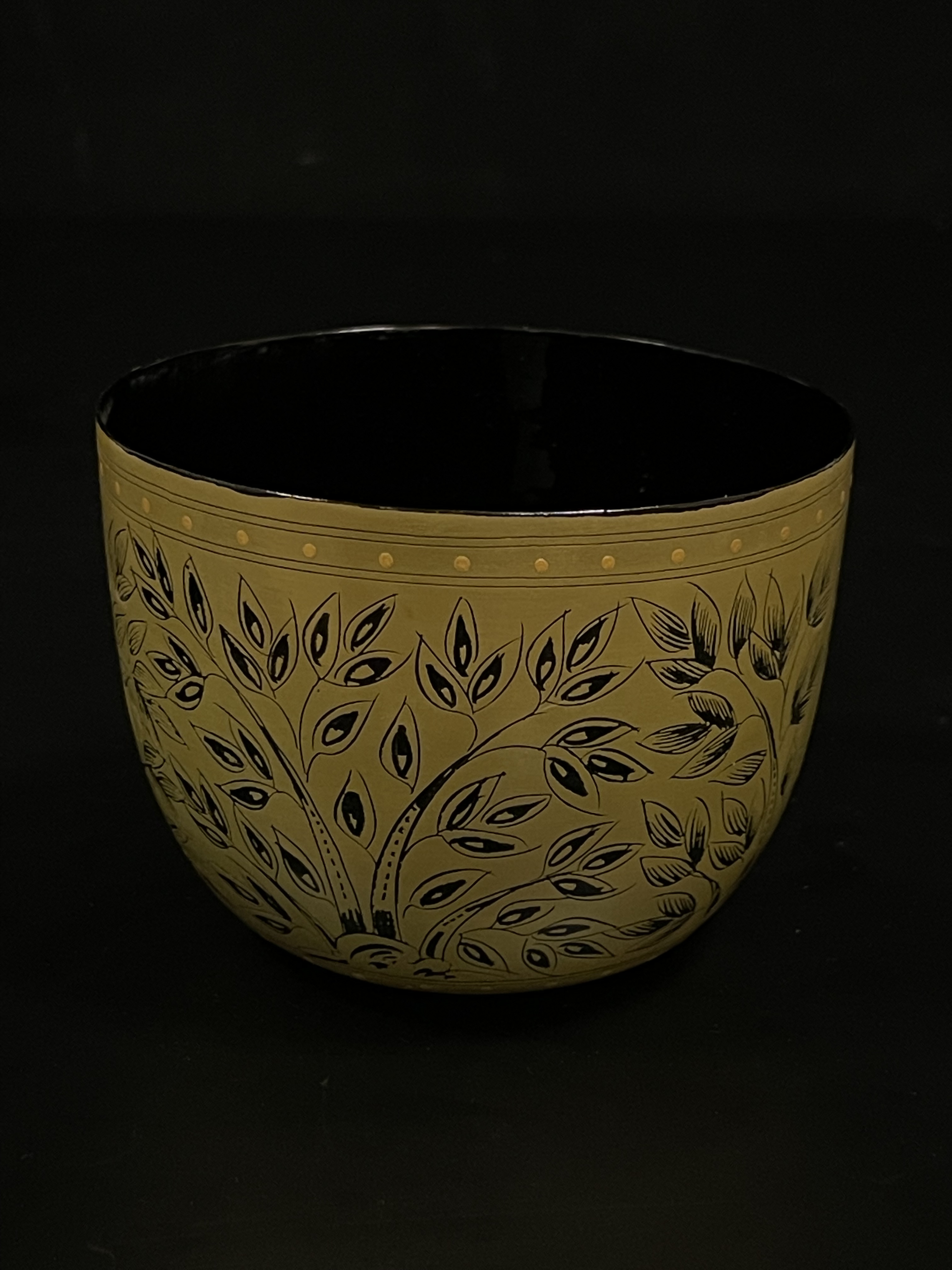 Horse hairs bamboo woven  lacquer Bowl- Ms16463