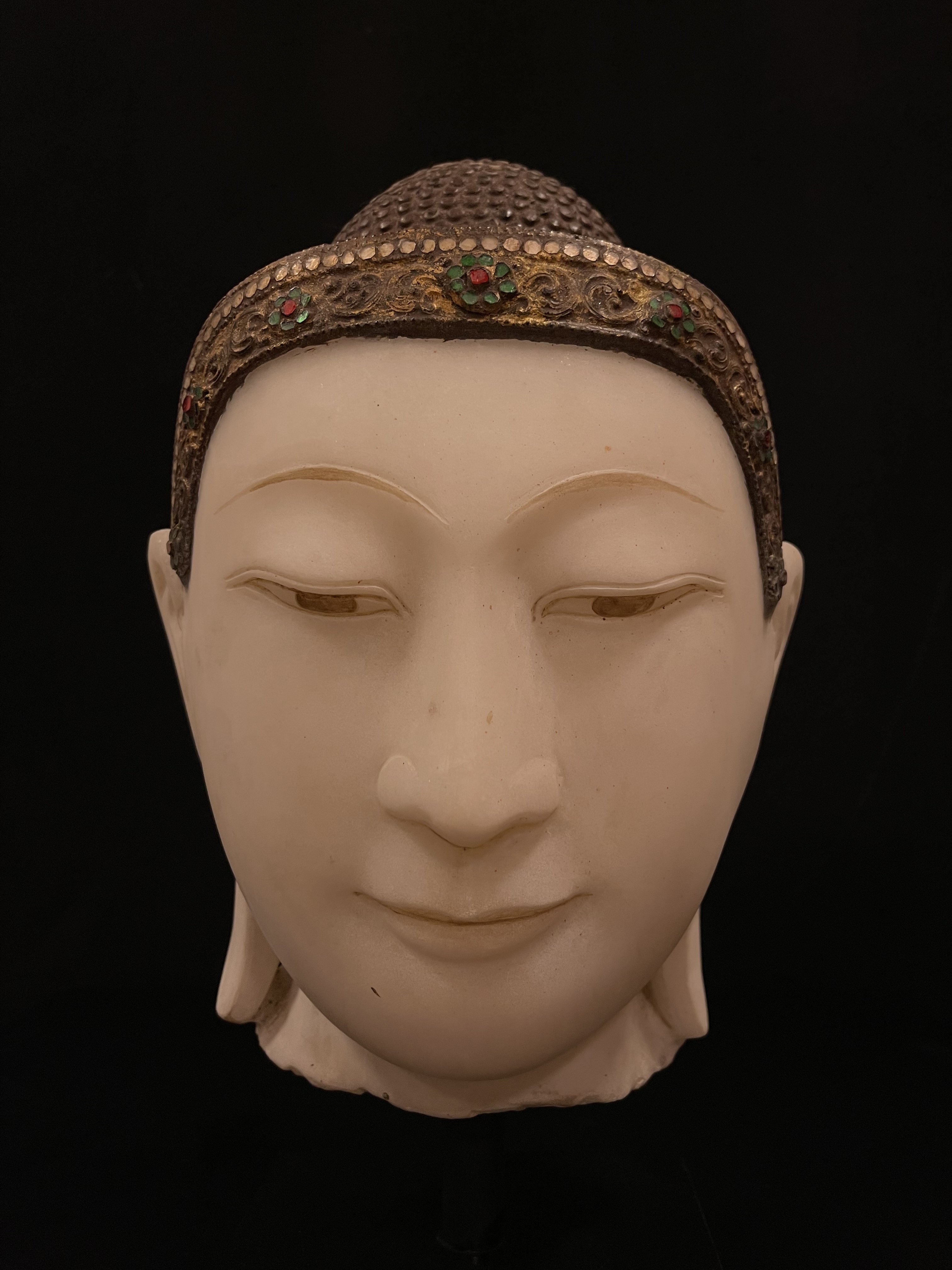 Large Marble Buddha head, Mandalay style- Ms16641